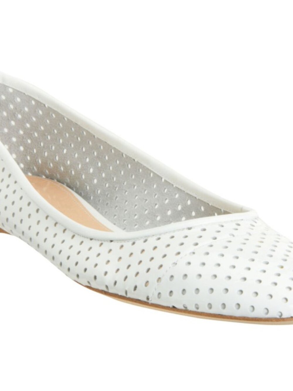 Jil Sander beautiful patent white leather perforated leather ballet flats